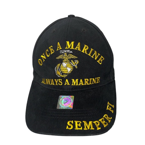 Unbranded Other - NEW USMC Once a Marine Always Marine Black Embroidered Eagle Hat Cap Semper Fi